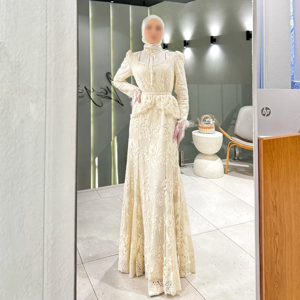 Customized Lace Semi Formal Evening Dress Square Neck Full Sleeves Peplum Dresses Beight Hijab Maxi Gown for Women
Customized Lace Semi Formal Evening Dress Square Neck Full Sleeves Peplum Dresses Beight Hijab Maxi Gown for Women