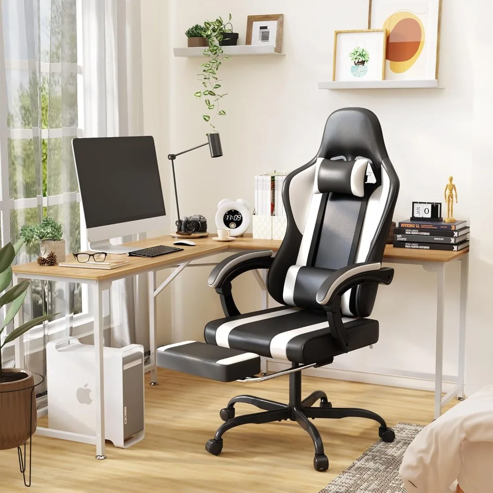 Ergonomic office chair, gaming chair with footrest and massage lumbar support, height-adjustable gaming chair, games room
Ergonomic office chair, gaming chair with footrest and massage lumbar support, height-adjustable gaming chair, games room