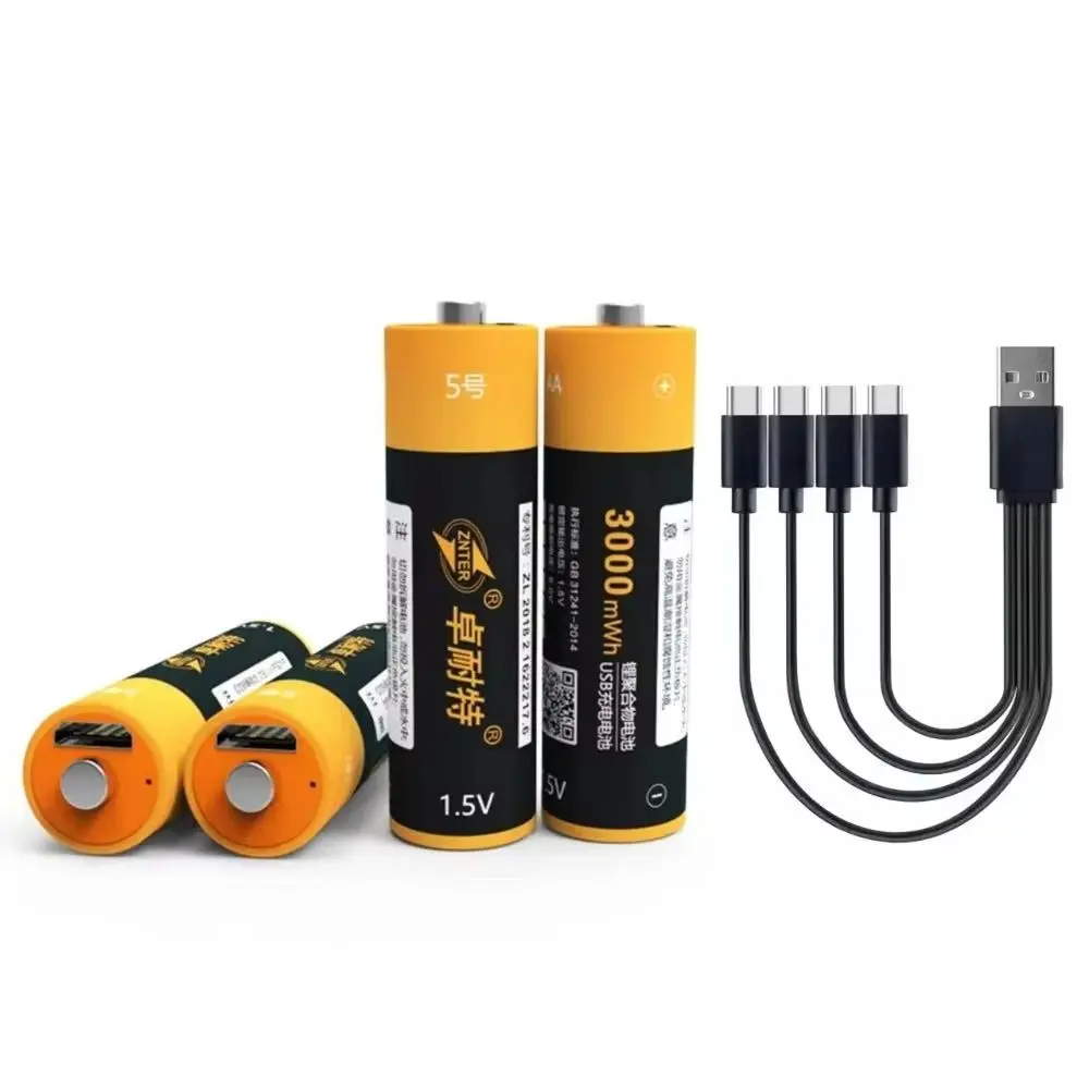 4pcs/lot 1.5V AA rechargeable battery 3000mWh USB rechargeable lithium polymer battery with type-c interface charging cable
4pcs/lot 1.5V AA rechargeable battery 3000mWh USB rechargeable lithium polymer battery with type-c interface charging cable