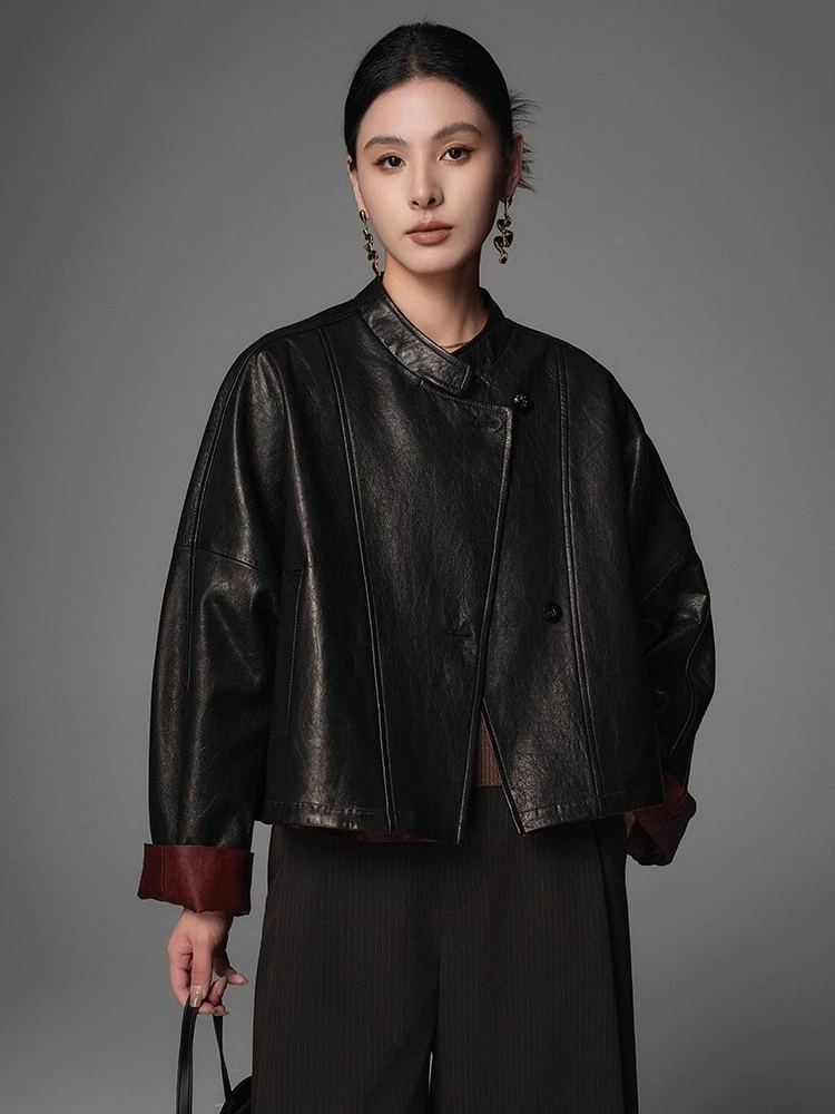Casual Short Genuine Leather Jacket for Women Spring Autumn High-end Simple Double-sided Wear Oil Wax Real Goatskin Leather Coat
Casual Short Genuine Leather Jacket for Women Spring Autumn High-end Simple Double-sided Wear Oil Wax Real Goatskin Leather Coat