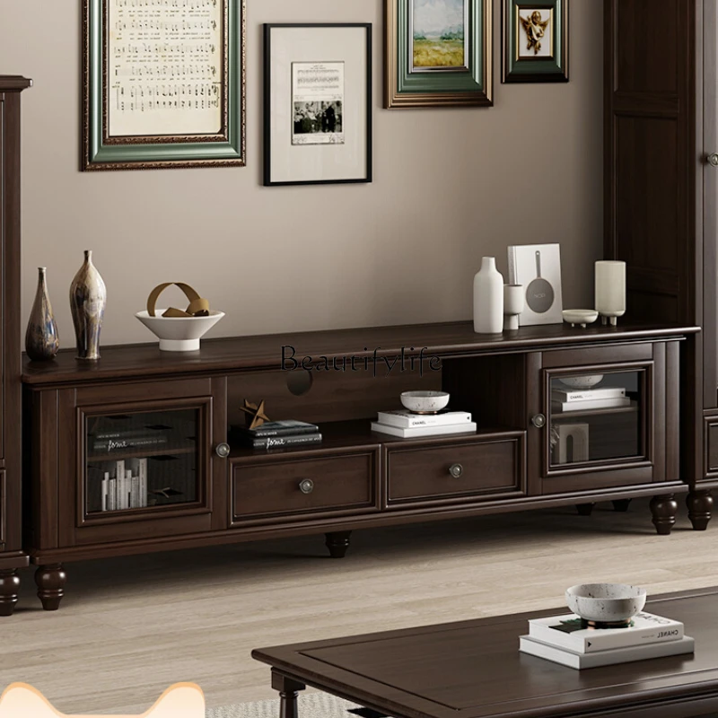 American all-solid wood TV cabinet retro black walnut pure solid wood floor cabinet living room simple small apartment
American all-solid wood TV cabinet retro black walnut pure solid wood floor cabinet living room simple small apartment