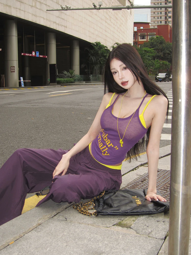 2024 Summer Sexy Girls Sets Outfits Letters Printed Camisole + High Waist Wide Leg Baggy Pants + Hotsweet Bikini Sets Streetwear
2024 Summer Sexy Girls Sets Outfits Letters Printed Camisole + High Waist Wide Leg Baggy Pants + Hotsweet Bikini Sets Streetwear