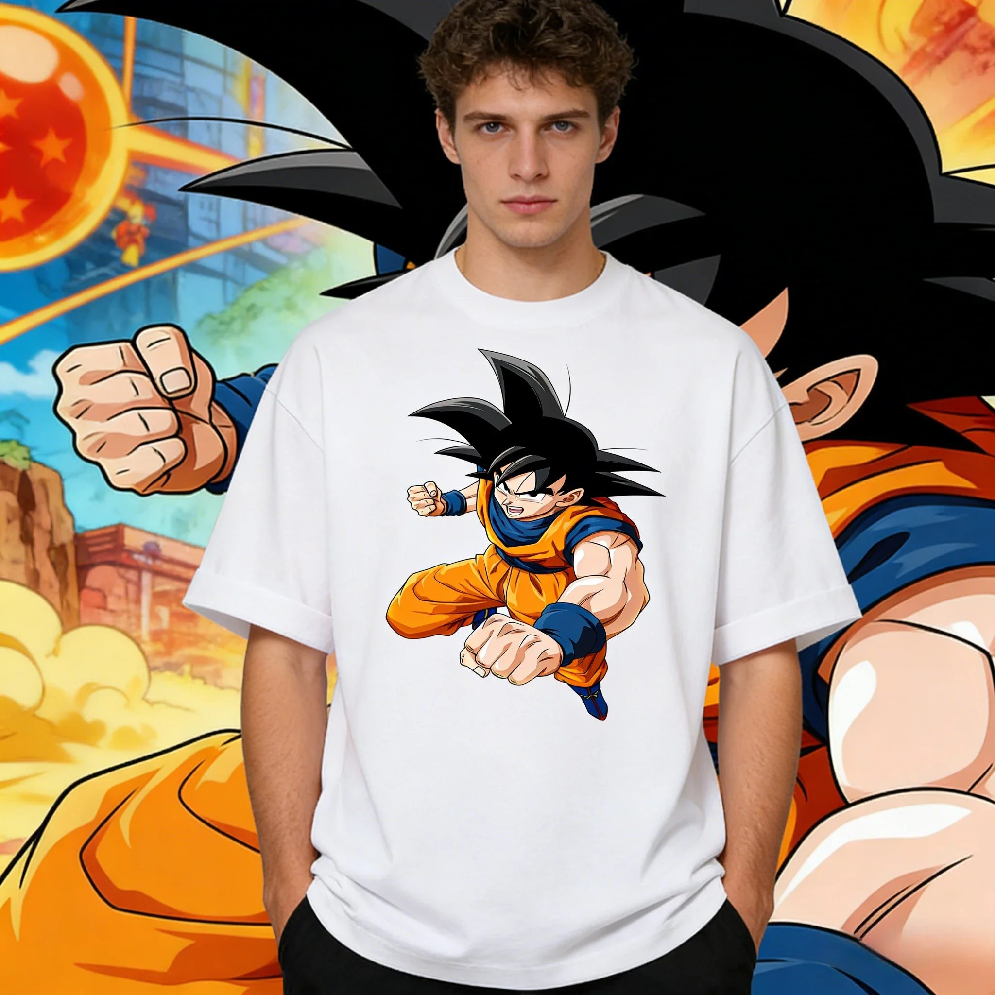 2026 Summer Dragon Ball Vintage Goku Fighting Pose Print 100% Cotton Oversized T-Shirt Unisex High Quality Casual Streetwear Tee
2026 Summer Dragon Ball Vintage Goku Fighting Pose Print 100% Cotton Oversized T-Shirt Unisex High Quality Casual Streetwear Tee