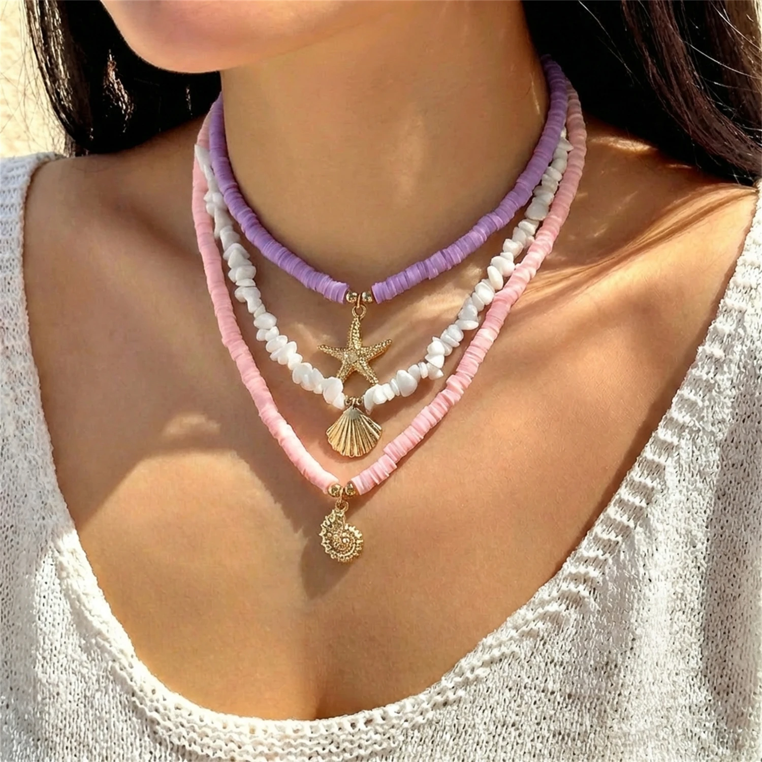 3Pcs/set Bohemian Conch Starfish Pendant Necklace for Women Trendy Soft Clay Pottery Beaded Chain Necklaces Beach Party Jewelry
3Pcs/set Bohemian Conch Starfish Pendant Necklace for Women Trendy Soft Clay Pottery Beaded Chain Necklaces Beach Party Jewelry