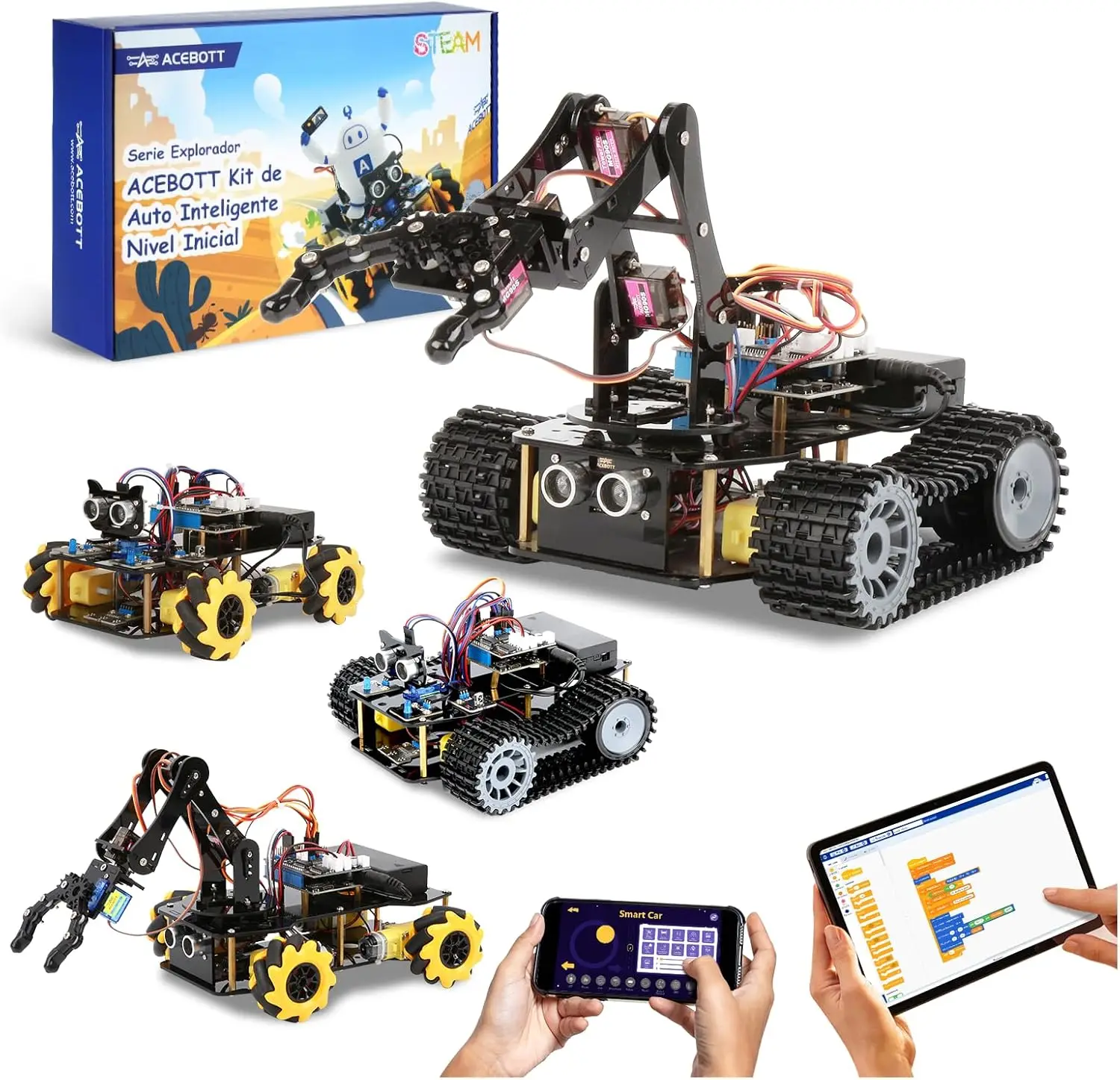 4 in 1 STEM Robot Kit for Kids 12-16, Programmable Robotic Arm Tank Car, Coding Toy Compatible with Arduino & Scratch, App & Remote Control
4 in 1 STEM Robot Kit for Kids 12-16, Programmable Robotic Arm Tank Car, Coding Toy Compatible with Arduino & Scratch, App & Remote Control