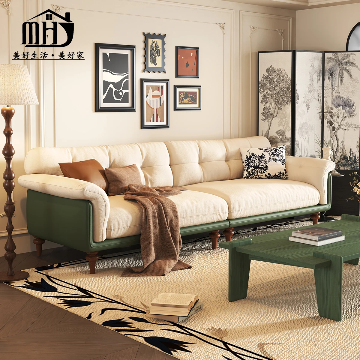 MHJ French style sofa leather sofa three-person American retro sofa removable and washable leather cloth medium ancient sty
MHJ French style sofa leather sofa three-person American retro sofa removable and washable leather cloth medium ancient sty