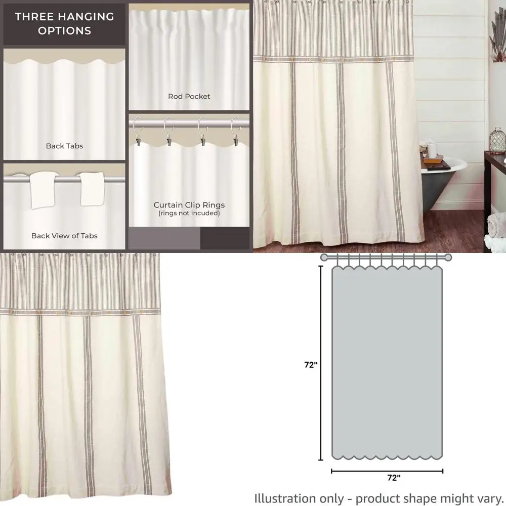 Gray Striped Ticking Shower Curtain with Grain Sack Pattern for Marketplace
Gray Striped Ticking Shower Curtain with Grain Sack Pattern for Marketplace