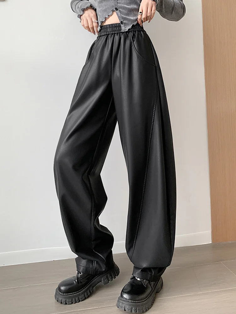 2023 Autumn Korean Version High-waisted Loose High-end Elastic Waist Wide-leg Pants PU Leather Leather Pants Casual Trousers
2023 Autumn Korean Version High-waisted Loose High-end Elastic Waist Wide-leg Pants PU Leather Leather Pants Casual Trousers