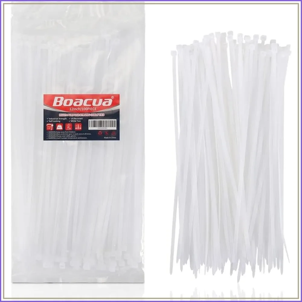 12 Inch Zip Cable Ties (100 Pack) - Heavy Duty Nylon, Self-Locking, Indoor/Outdoor Use
12 Inch Zip Cable Ties (100 Pack) - Heavy Duty Nylon, Self-Locking, Indoor/Outdoor Use