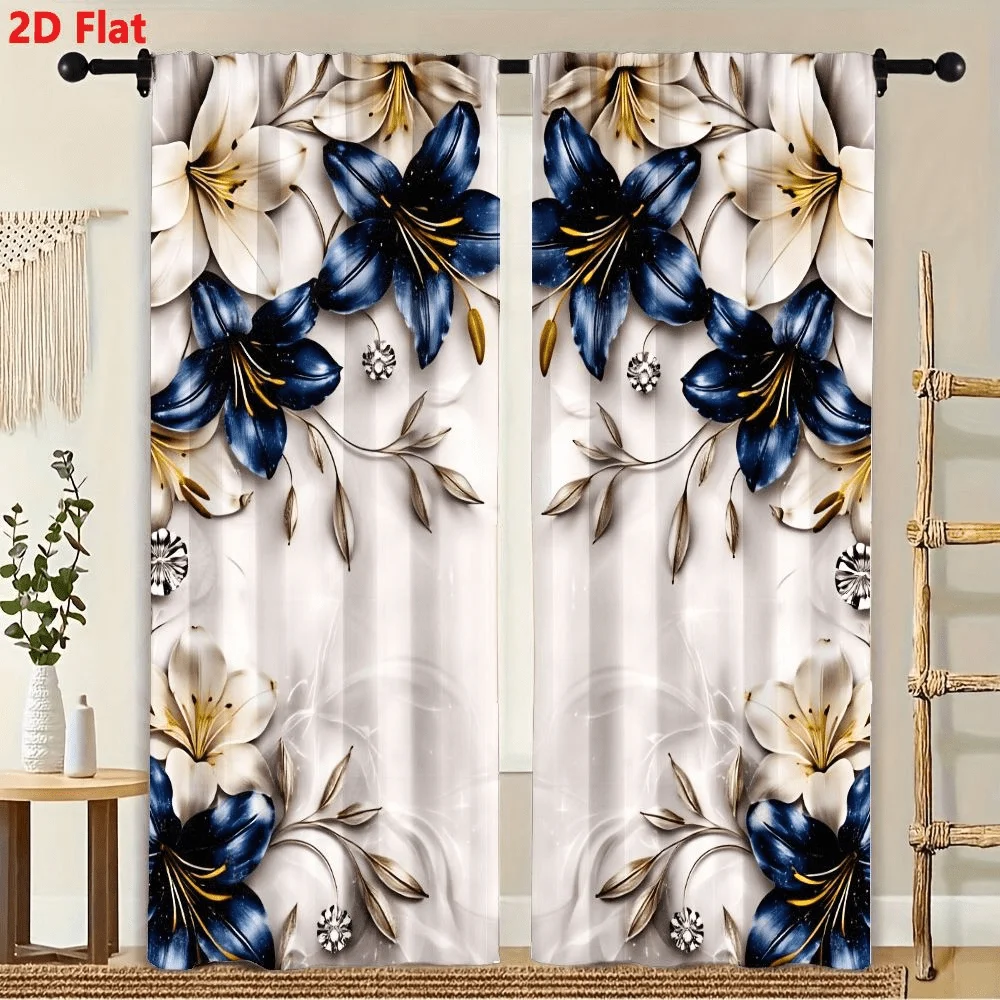 2Pcs Curtains Symmetrical Floral Blue Lilies Pearlescent Window Drapes for Bedroom Living Room Decoration Window Treatment.
2Pcs Curtains Symmetrical Floral Blue Lilies Pearlescent Window Drapes for Bedroom Living Room Decoration Window Treatment.