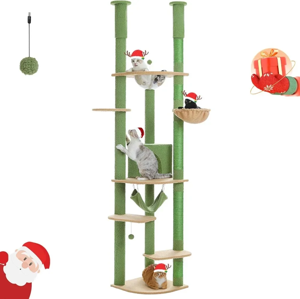 Adjustable Floor to Ceiling Cat Tree 92.9-101.6 Inch Tall Tower with Scratching Posts, Condo, Hammock for Indoor Cats
Adjustable Floor to Ceiling Cat Tree 92.9-101.6 Inch Tall Tower with Scratching Posts, Condo, Hammock for Indoor Cats