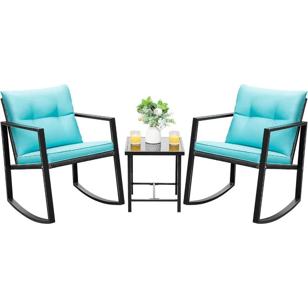 3 Piece Rocking Bistro Set Wicker Patio Outdoor Furniture Porch Chairs Conversation Sets with Chair cushionGlass Coffee Table
3 Piece Rocking Bistro Set Wicker Patio Outdoor Furniture Porch Chairs Conversation Sets with Chair cushionGlass Coffee Table