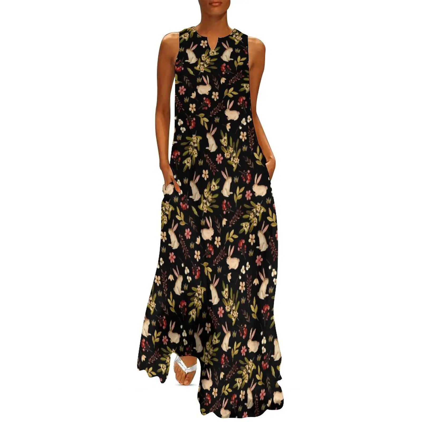 Cute rabbits. Delicate black pattern Long Dress clothes for woman Female dress long dress women
Cute rabbits. Delicate black pattern Long Dress clothes for woman Female dress long dress women