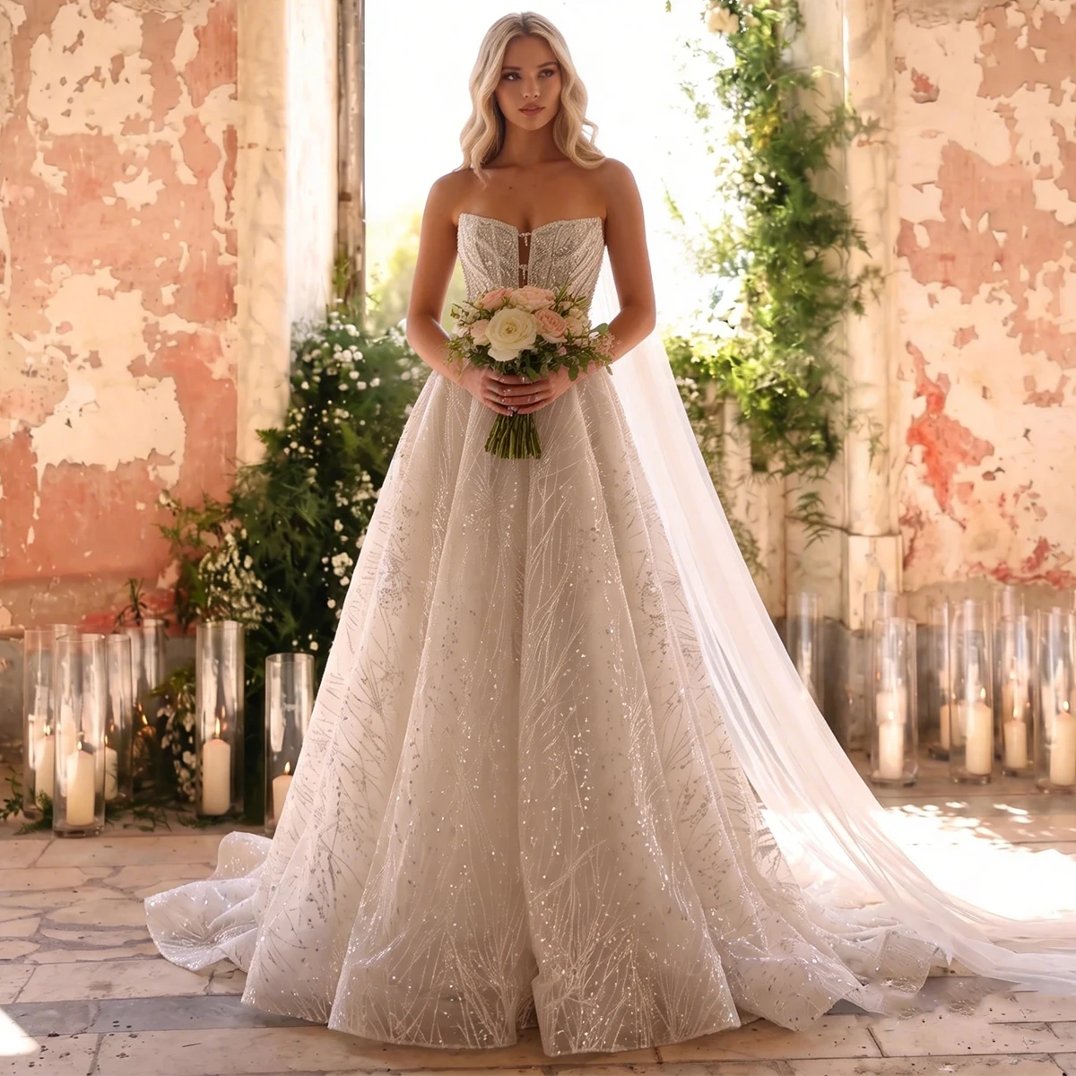 Elegant Lace Strapless Wedding Dress With Train A Line Bridal Gown For Party Long Strapless Ball Gown Vestidos Novia
Elegant Lace Strapless Wedding Dress With Train A Line Bridal Gown For Party Long Strapless Ball Gown Vestidos Novia