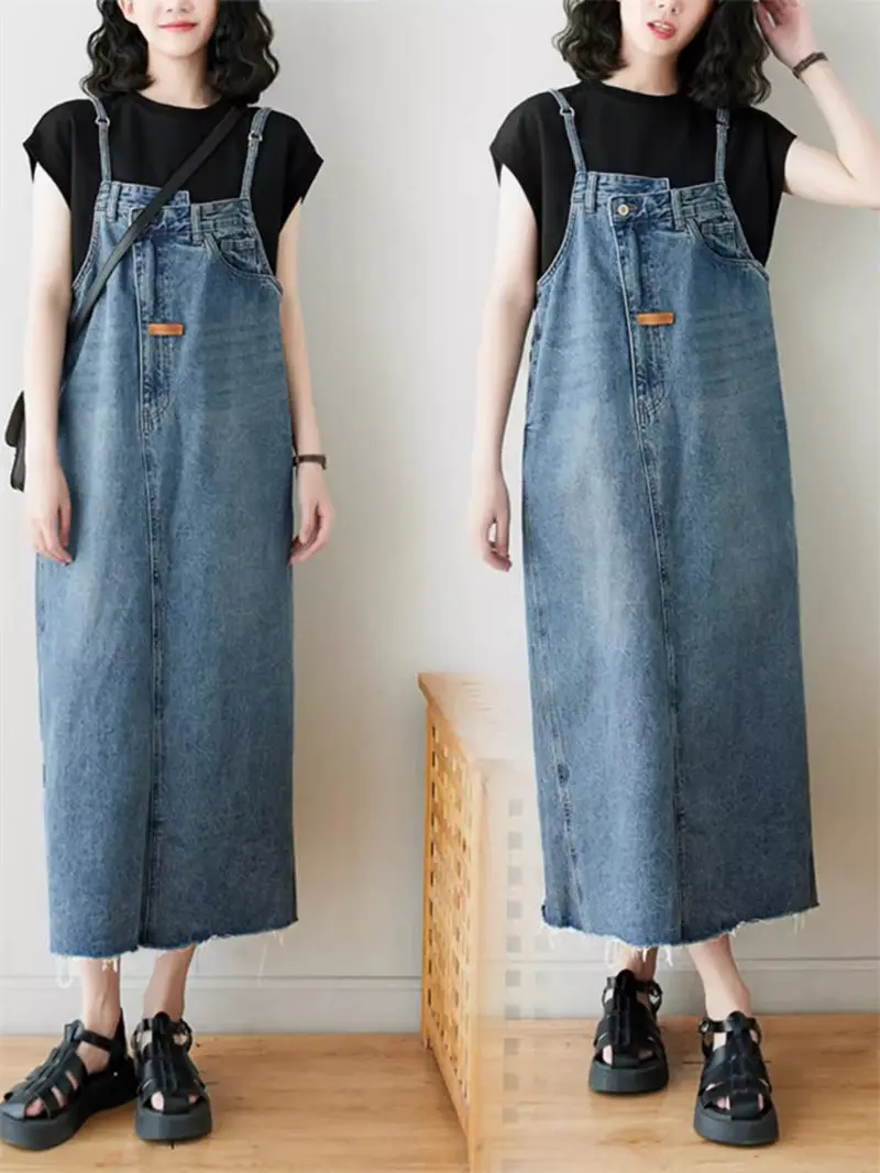 Design Denim Sling Dress For Women Spring/Summer 2024 High-End Korean Fashion Loose Fitting Straight Jeans Dress Z481
Design Denim Sling Dress For Women Spring/Summer 2024 High-End Korean Fashion Loose Fitting Straight Jeans Dress Z481