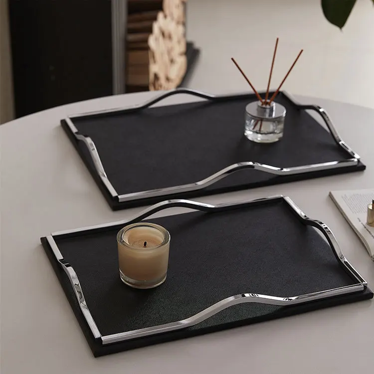 Modern light luxury leather metal tray ornaments hotel model room living room coffee table dining table storage tray bathroom
Modern light luxury leather metal tray ornaments hotel model room living room coffee table dining table storage tray bathroom