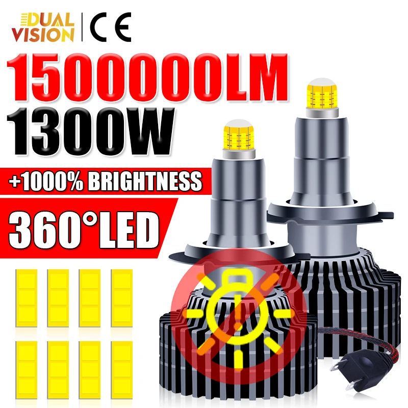 Turbo H7 H11 H1 LED Headlight 360 3D CSP Chips H8 H9 9005 HB3 9006 HB4 9012 HIR2 1300W 1500000LM Super Led Lamp For Lens 12V 24V 
Turbo H7 H11 H1 LED Headlight 360 3D CSP Chips H8 H9 9005 HB3 9006 HB4 9012 HIR2 1300W 1500000LM Super Led Lamp For Lens 12V 24V