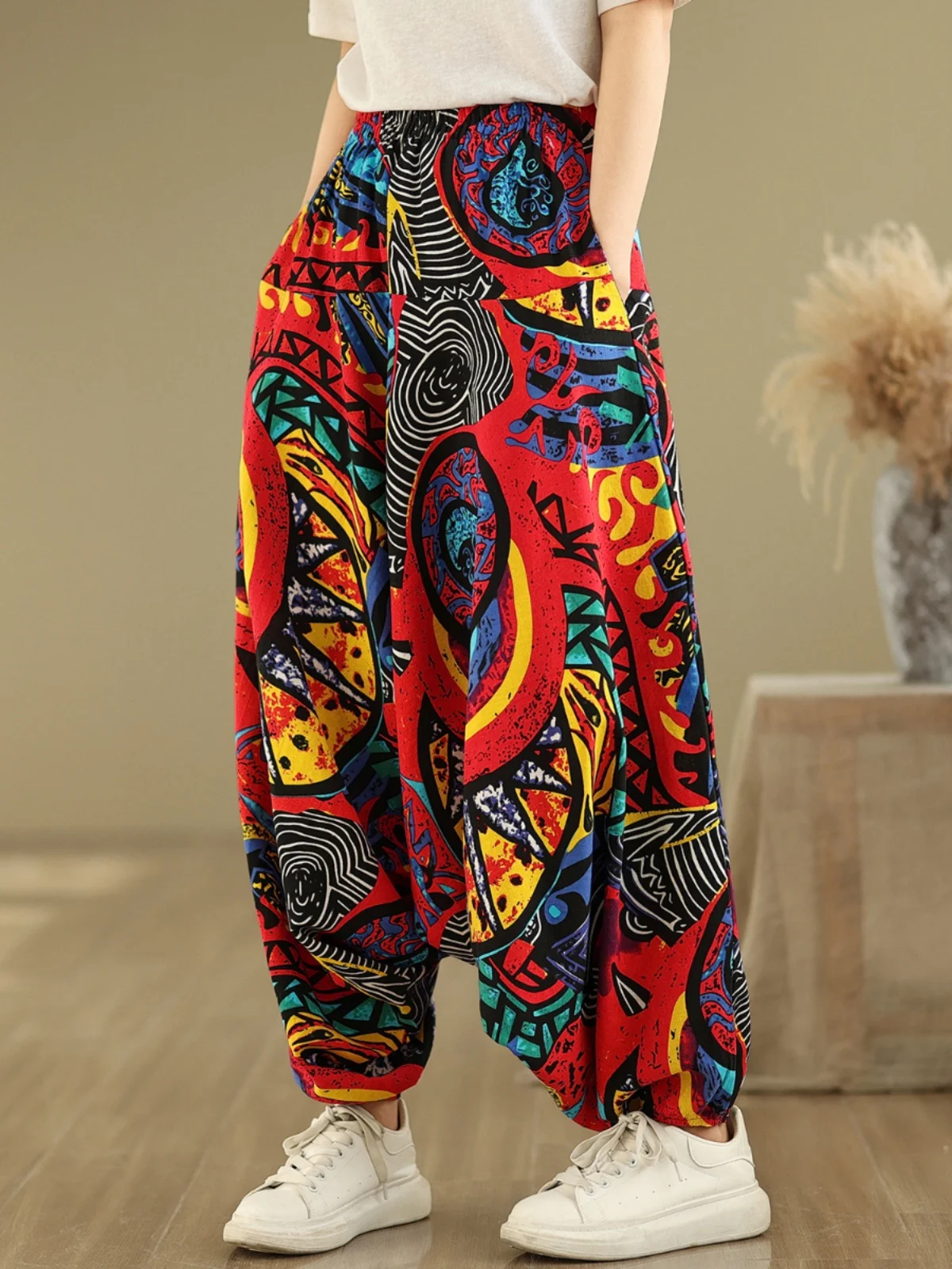 Floral Ethnic Style Women's Loose Fit Trousers High Waist Long Pants Summer Casual Lantern Pants Harlan Pants plus Size
Floral Ethnic Style Women's Loose Fit Trousers High Waist Long Pants Summer Casual Lantern Pants Harlan Pants plus Size