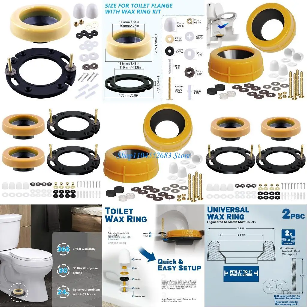 Y6GD Very Thick Toilet Wax Rings Set with Metal Bolts Toilet Flange Repair for Superior Leak Proof Seal & Easy Installation
Y6GD Very Thick Toilet Wax Rings Set with Metal Bolts Toilet Flange Repair for Superior Leak Proof Seal & Easy Installation