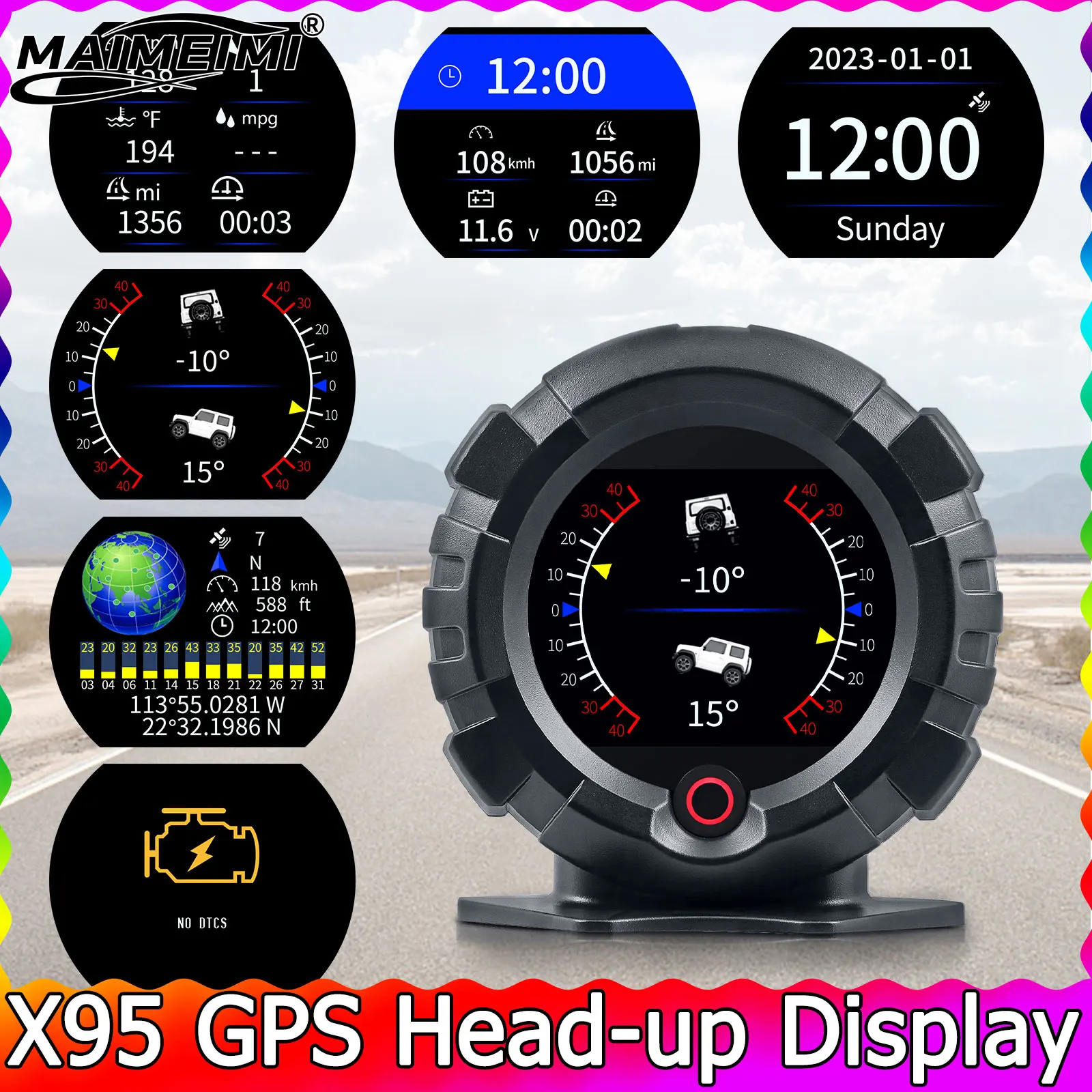 X95 Head Up Display for GPS HUD Vehicle Speed Display Inclinometer Universal Easy Install Speedometer Slope Meter MPH/KMH
X95 Head Up Display for GPS HUD Vehicle Speed Display Inclinometer Universal Easy Install Speedometer Slope Meter MPH/KMH