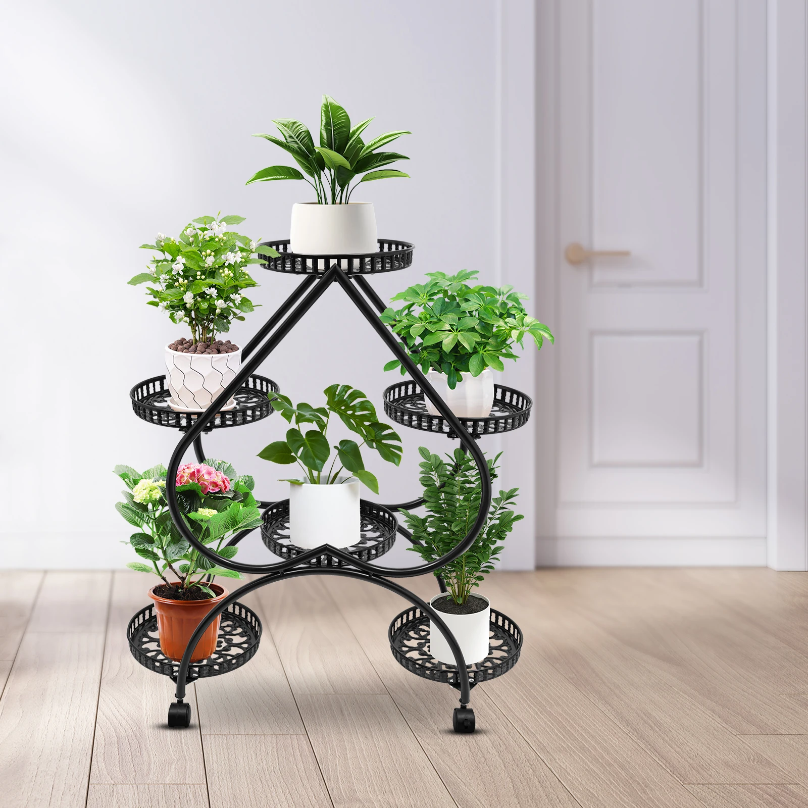 4 Tier 6 Trays Metal Plant Stand Pot Rack Corner Display Shelf Home Decoration W/4 Universal Wheels for Corridor Hall Garden
4 Tier 6 Trays Metal Plant Stand Pot Rack Corner Display Shelf Home Decoration W/4 Universal Wheels for Corridor Hall Garden