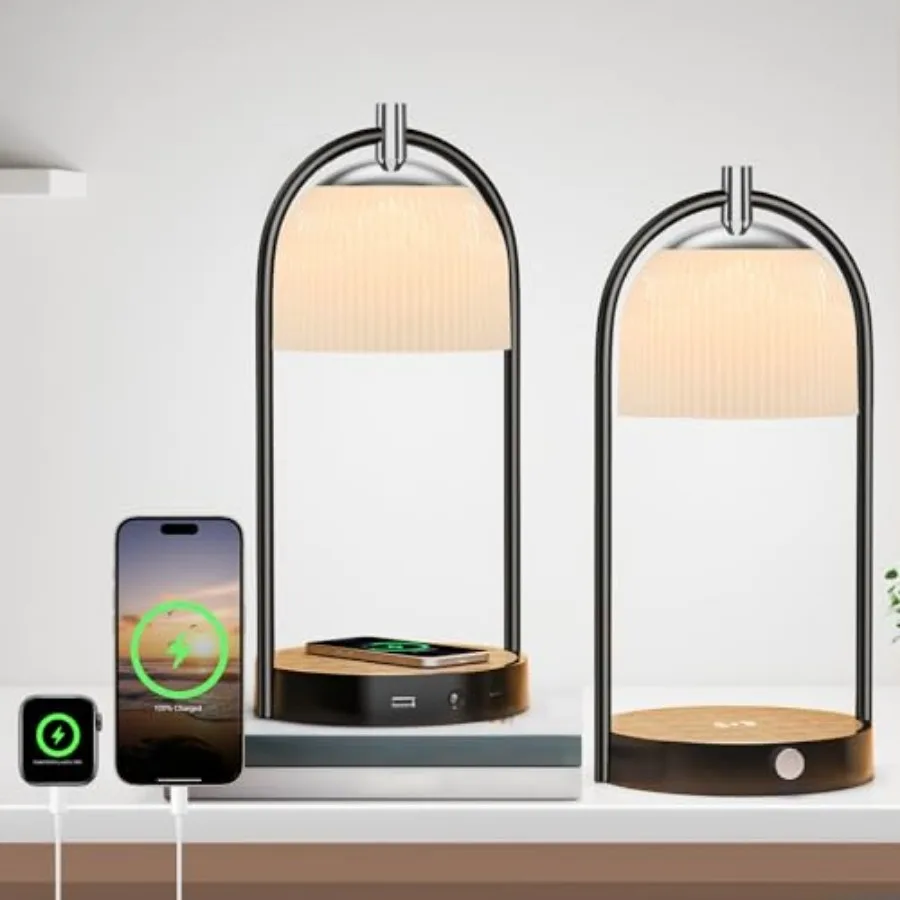 15W Wireless Charging Bedside LED Table Lamps Set of 2, Modern Small Nightstand Lights with Type-CandUSB-Port, Dimmable Night D
15W Wireless Charging Bedside LED Table Lamps Set of 2, Modern Small Nightstand Lights with Type-CandUSB-Port, Dimmable Night D