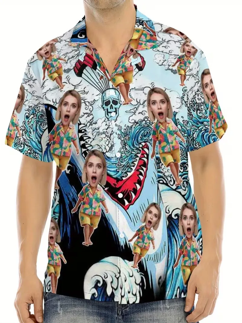 Customizable Photo Hawaiian Shirt For Men Women Personalized Face Image Short Sleeve Button Up Beach Vacation Shirts Part Gift
Customizable Photo Hawaiian Shirt For Men Women Personalized Face Image Short Sleeve Button Up Beach Vacation Shirts Part Gift