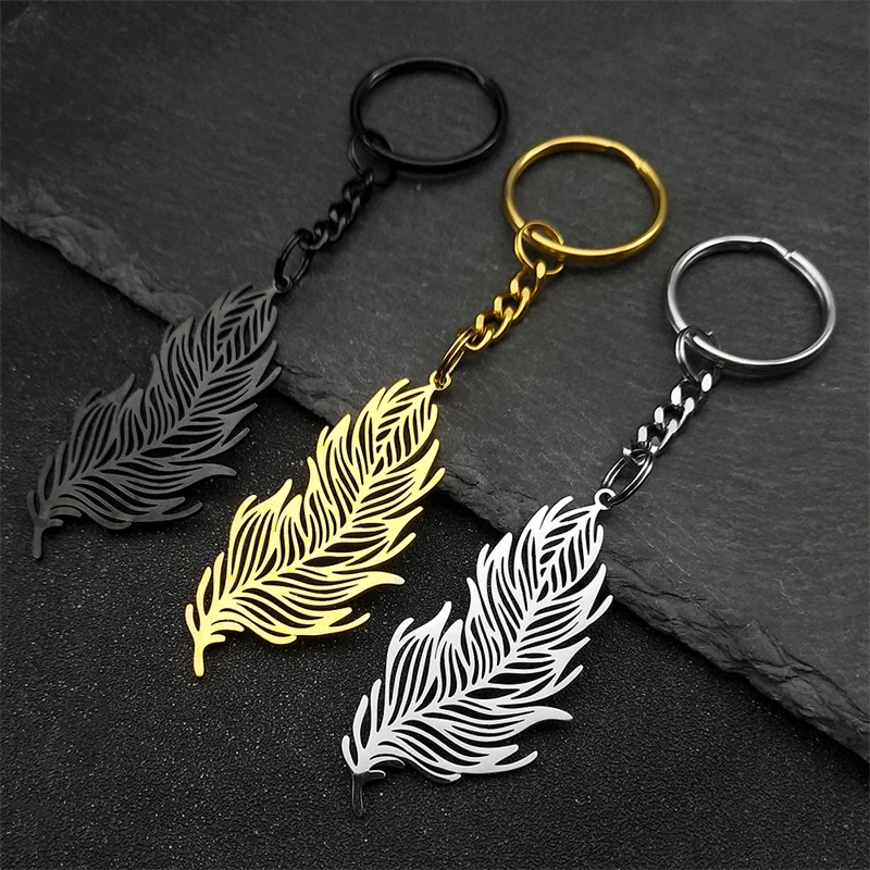Boho Hollow Feather Pendant Keychain For Men Stainless Steel Gold Silver Color Hip Hop Leaman Keyring Jewelry Gift
Boho Hollow Feather Pendant Keychain For Men Stainless Steel Gold Silver Color Hip Hop Leaman Keyring Jewelry Gift