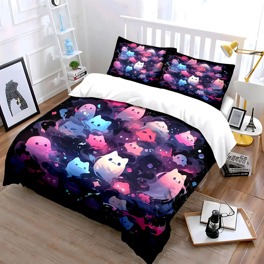 Cute Ghost Cat Decor Set Bedding Set with 1 Duvet Cover 2 Pillowcases Single Double King Queen, Gift
Cute Ghost Cat Decor Set Bedding Set with 1 Duvet Cover 2 Pillowcases Single Double King Queen, Gift