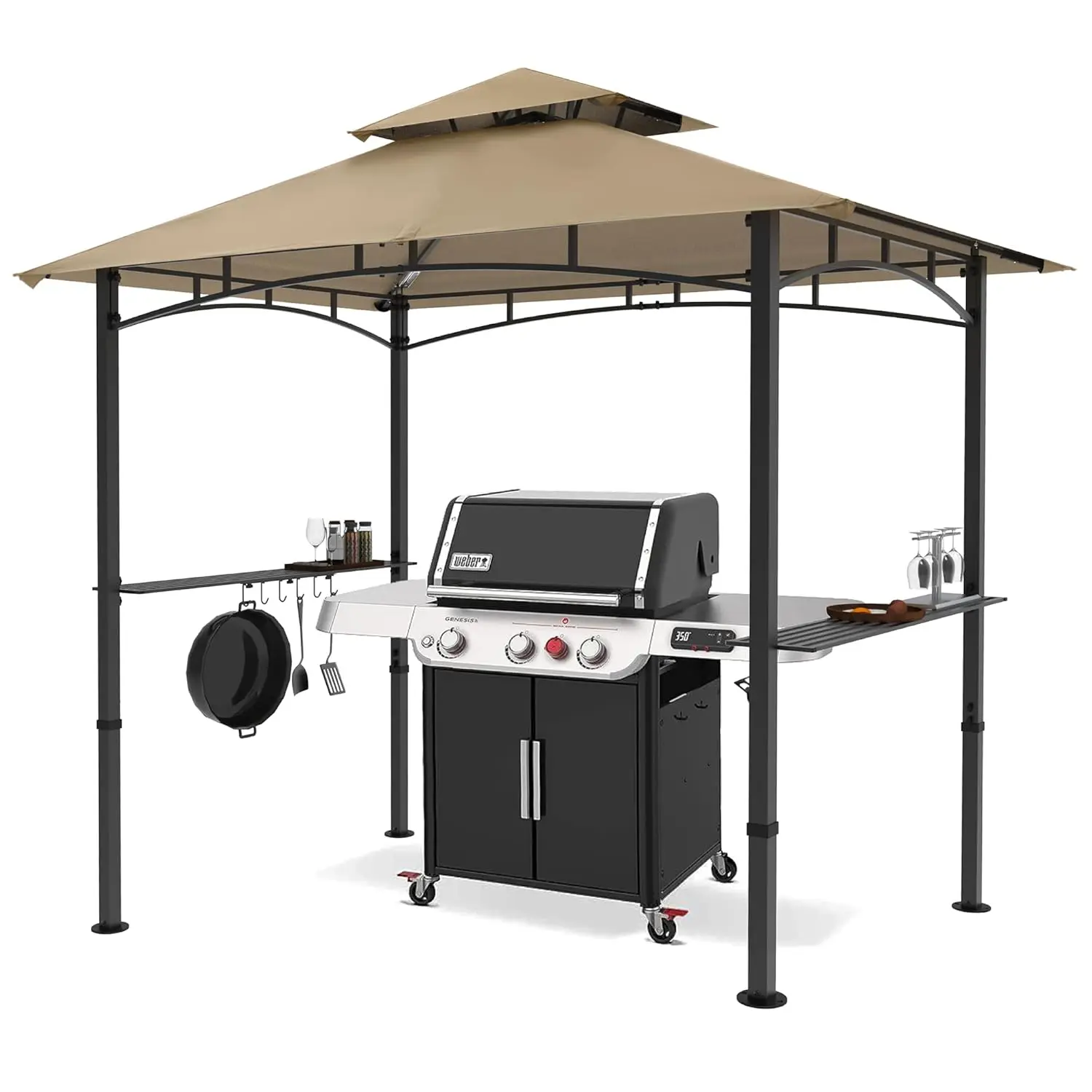 8 x 5 Grill Gazebo Outdoor BBQ Gazebo Canopy with 2 LED Lights (Khaki), Customized
8 x 5 Grill Gazebo Outdoor BBQ Gazebo Canopy with 2 LED Lights (Khaki), Customized
