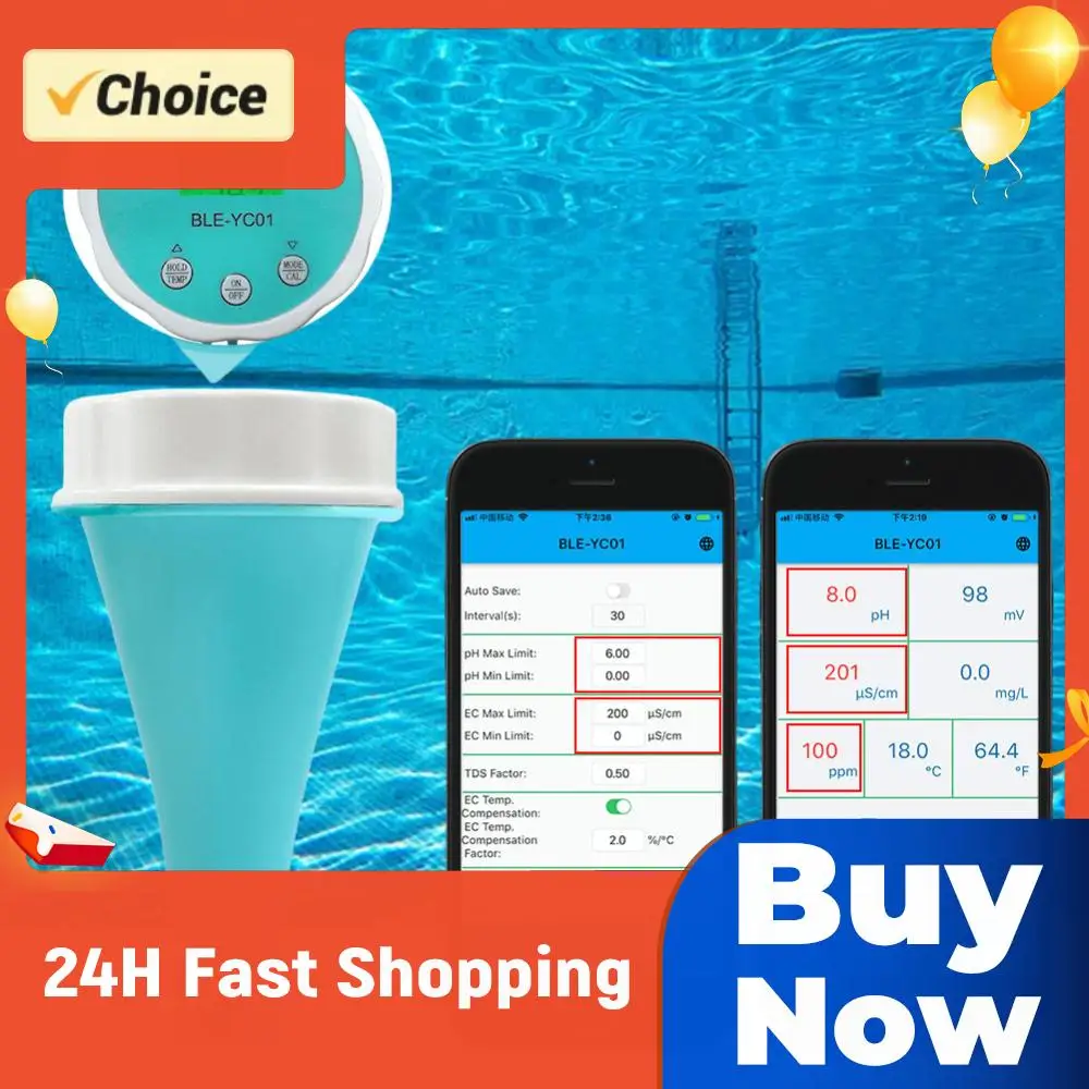 Многофункциональный плавающий анализатор воды 6-в-1 для бассейна с онлайн-мониторингом через приложение: тестер качества воды (pH, Cl, TDS, EC, ORP, температура) с Bluetooth
Многофункциональный плавающий анализатор воды 6-в-1 для бассейна с онлайн-мониторингом через приложение: тестер качества воды (pH, Cl, TDS, EC, ORP, температура) с Bluetooth