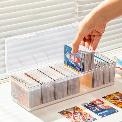Clear Plastic Compartmentalized Organizer Box Holds 550+ Game Cards Storage Box With Adjustable Divider For PTCG/MTG Cards