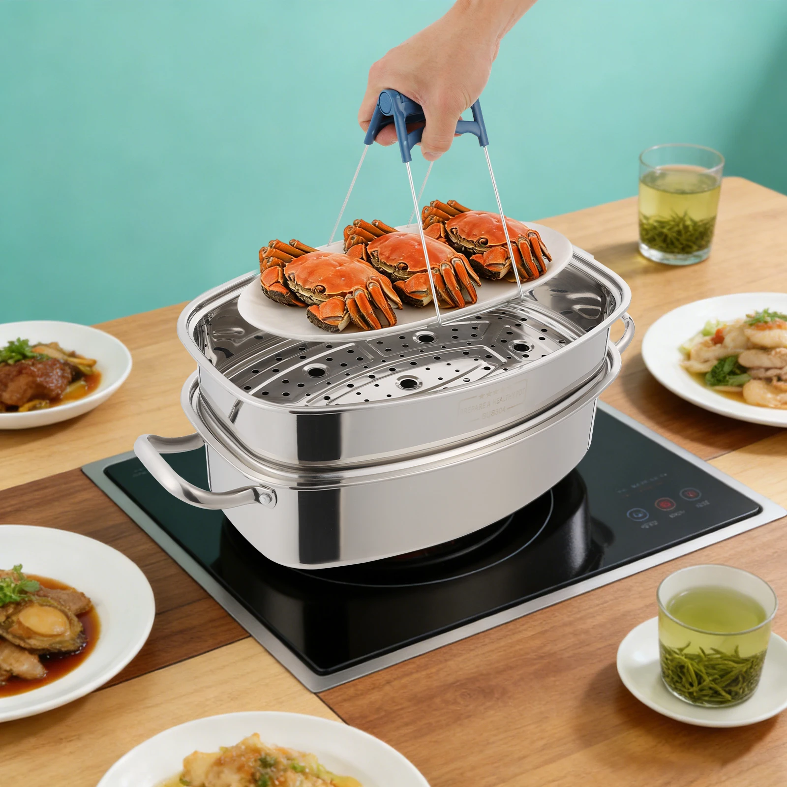 Double-decker 304 Stainless Steel Steamer With Ceramic Tray And Timer, Multi-Use Steaming Cookware, Large Steamer Pot
Double-decker 304 Stainless Steel Steamer With Ceramic Tray And Timer, Multi-Use Steaming Cookware, Large Steamer Pot
