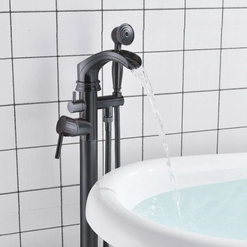 Bathroom Single Handle Independent Bathtub Faucet, Floor Standing Waterfall Bathtub Filler, with Manual Shower Set
Bathroom Single Handle Independent Bathtub Faucet, Floor Standing Waterfall Bathtub Filler, with Manual Shower Set