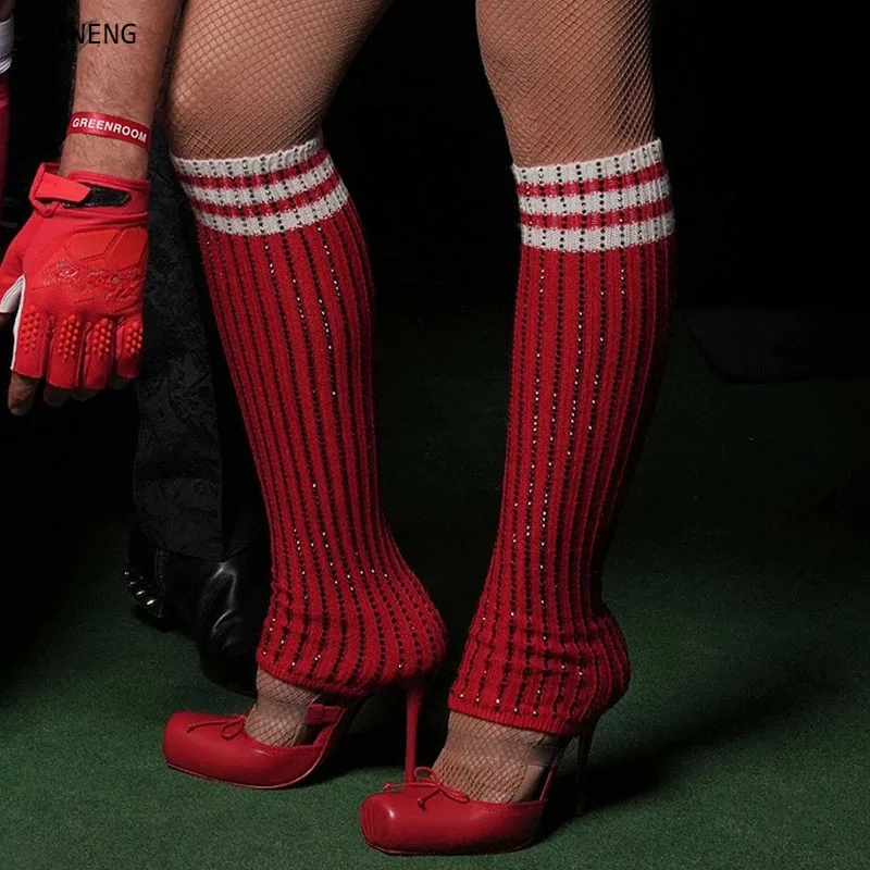 2026 New Women's Red Rhinestone Knee High Socks Heels Striped Knit Sparkly Crystal Leg Warmers Heels for Party Club
2026 New Women's Red Rhinestone Knee High Socks Heels Striped Knit Sparkly Crystal Leg Warmers Heels for Party Club