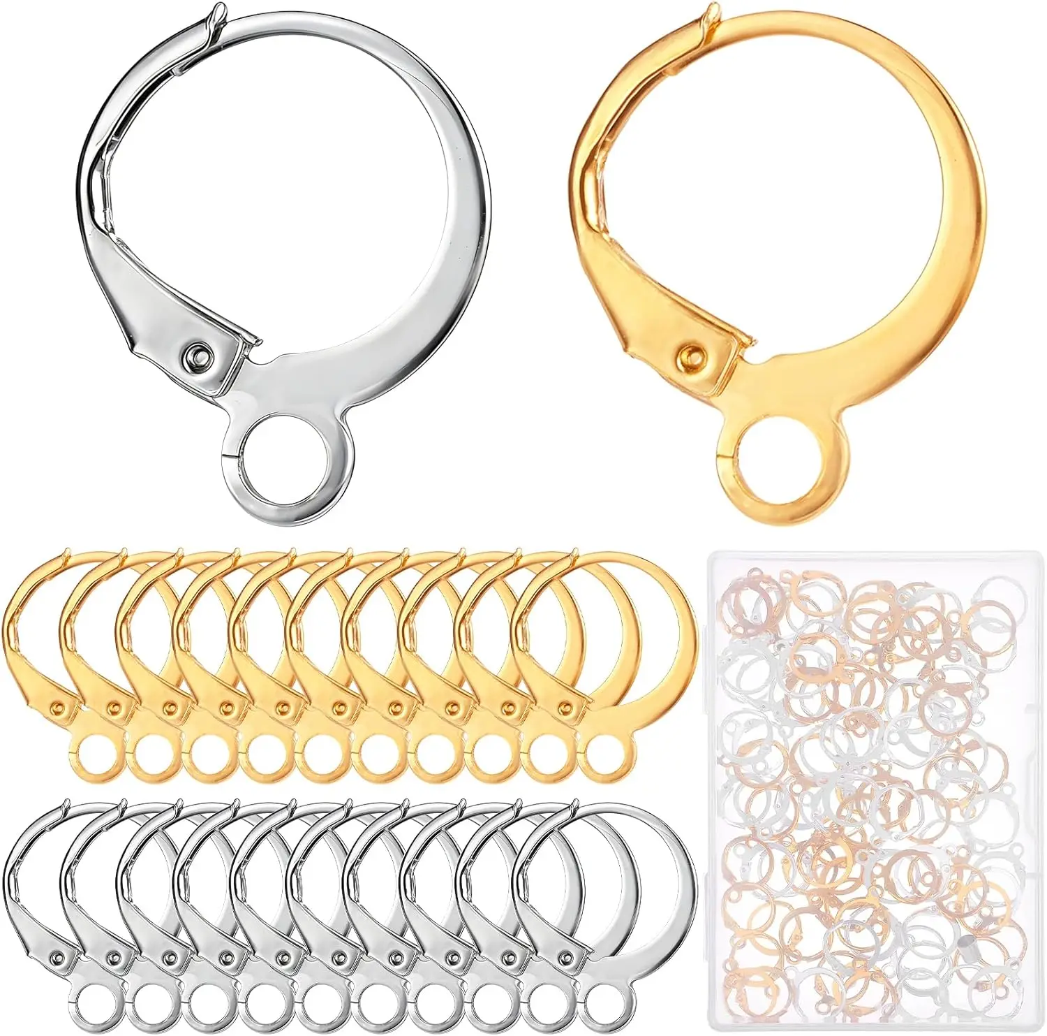 100Pcs Gold Plated Leverback Earrings Hooks, Stainless Steel Dangle Earwires with Open Loop for Jewelry Making
100Pcs Gold Plated Leverback Earrings Hooks, Stainless Steel Dangle Earwires with Open Loop for Jewelry Making
