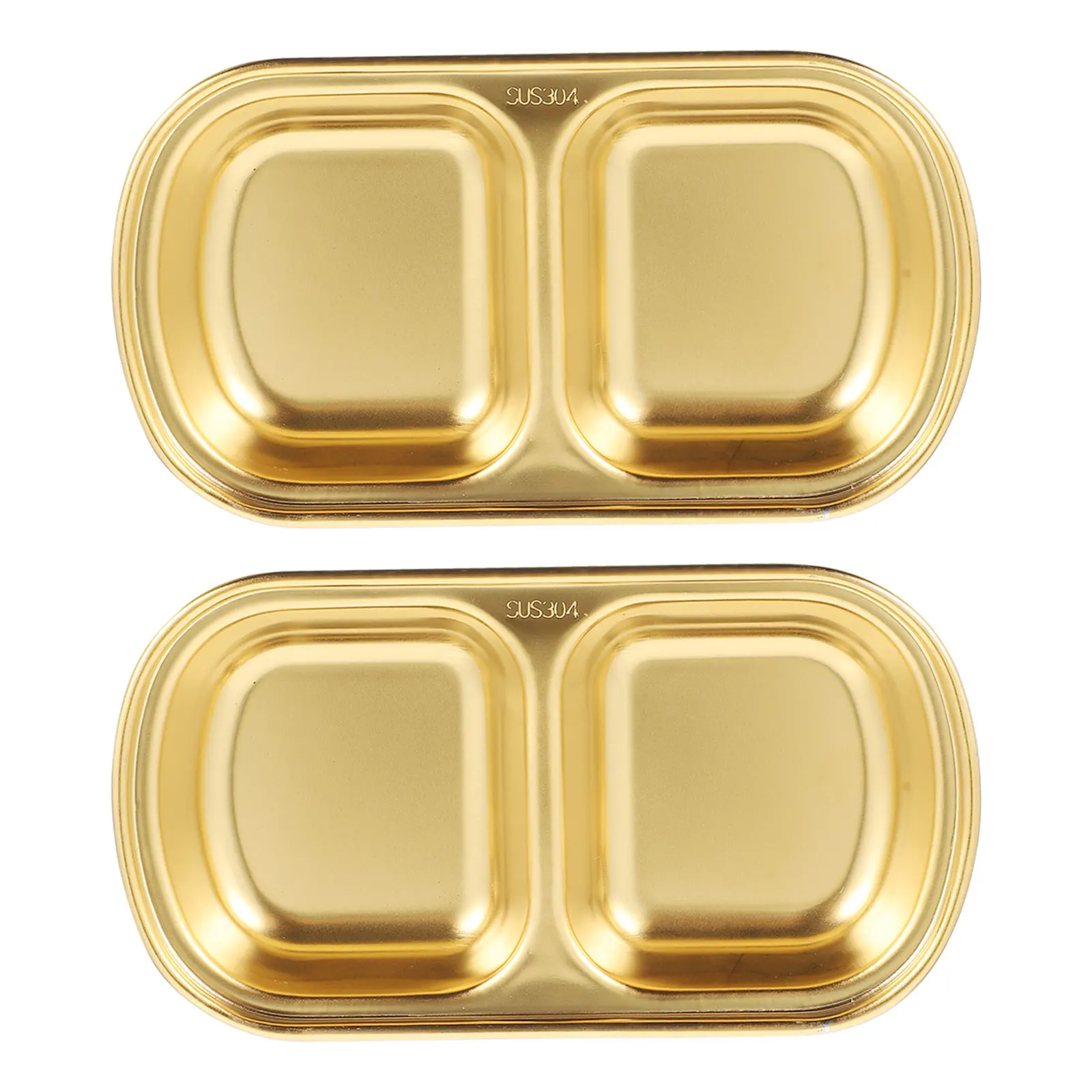 2Pcs Stainless Steel Seasoning Dishes Double Grid Sauce Plates Ideal for Home Restaurant Serving Chili Powder Tomato Sauce Salt
2Pcs Stainless Steel Seasoning Dishes Double Grid Sauce Plates Ideal for Home Restaurant Serving Chili Powder Tomato Sauce Salt