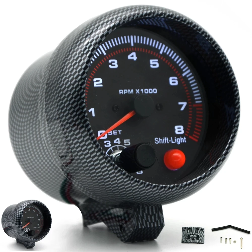 3.75" 95mm Carbon Electrical Tachometer RPM Gauge With Internal Shift Light 4 6 8 Cylinders
3.75" 95mm Carbon Electrical Tachometer RPM Gauge With Internal Shift Light 4 6 8 Cylinders