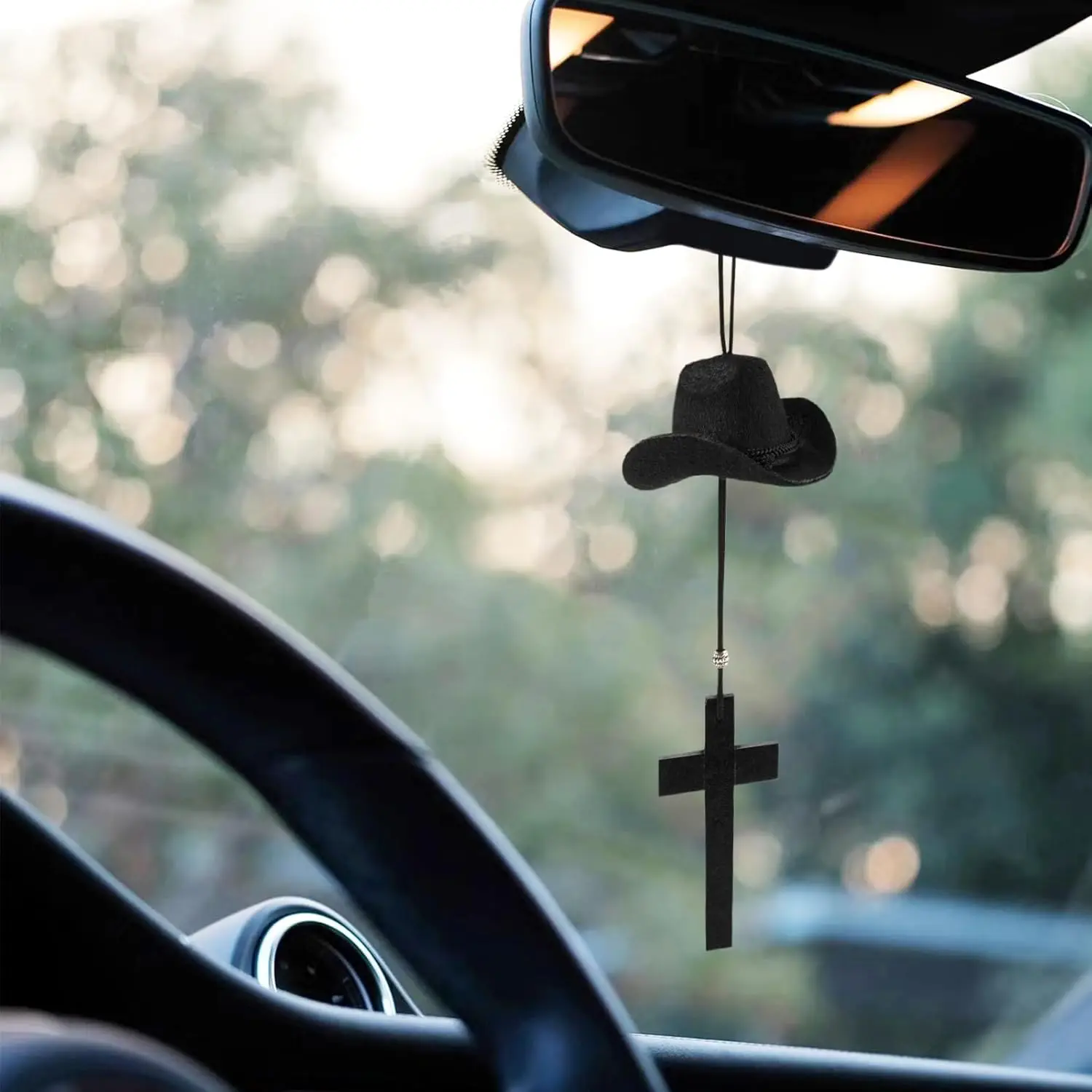 Cowboy Hat Car Charm, Cowboy Hat for Car Mirror Hanging with Cross,Cute Rear View Mirror Hanger Decor for Universal Auto
Cowboy Hat Car Charm, Cowboy Hat for Car Mirror Hanging with Cross,Cute Rear View Mirror Hanger Decor for Universal Auto
