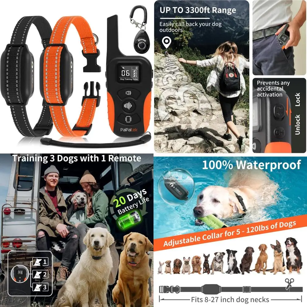 PaiPaitek Dog Vibration Collar with Controller for 2 Dogs No Shock, 9 Types of Beeps and Vibrations, 3300ft Range & Upgraded Wat
PaiPaitek Dog Vibration Collar with Controller for 2 Dogs No Shock, 9 Types of Beeps and Vibrations, 3300ft Range & Upgraded Wat