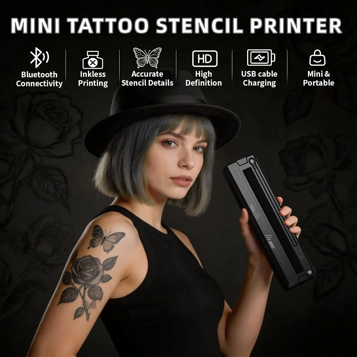 Portable Bluetooth Tattoo Stencil Printer Multi functional A4 Thermal Tattoo Printer Compatible with Mobile Phones&PC
Portable Bluetooth Tattoo Stencil Printer Multi functional A4 Thermal Tattoo Printer Compatible with Mobile Phones&PC