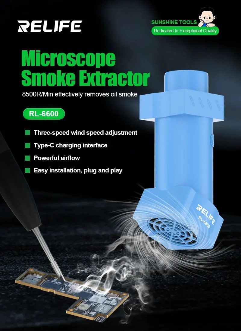 RELIFE RL-6600 Microscope Fume Extractor Effectively Removes Oily Fumes Easy to Install Fume Extractor Fan For Phone Repair Tool
RELIFE RL-6600 Microscope Fume Extractor Effectively Removes Oily Fumes Easy to Install Fume Extractor Fan For Phone Repair Tool