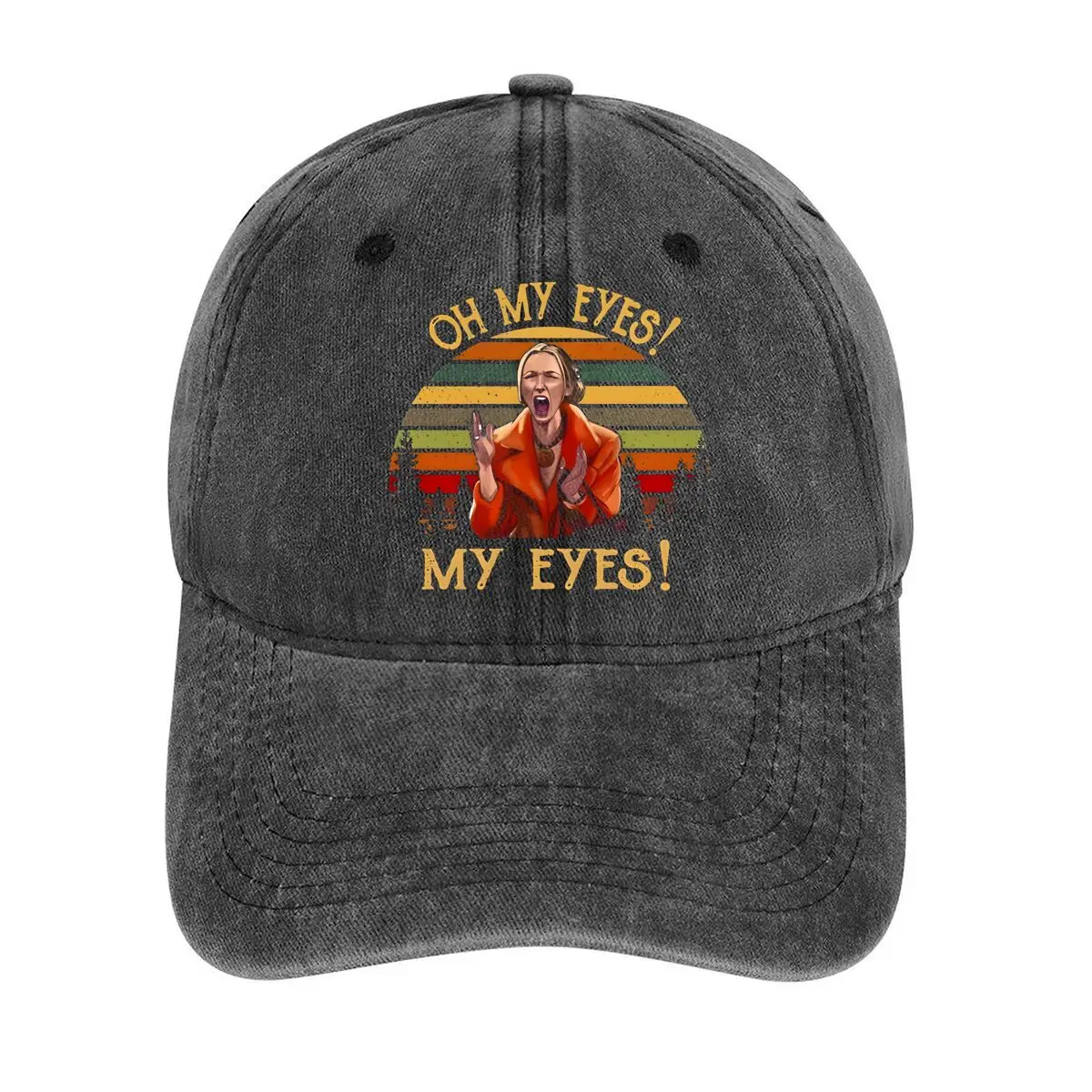 Oh My Eyes! retro - style design with a person and repeated text Washed Baseball Cap
Oh My Eyes! retro - style design with a person and repeated text Washed Baseball Cap