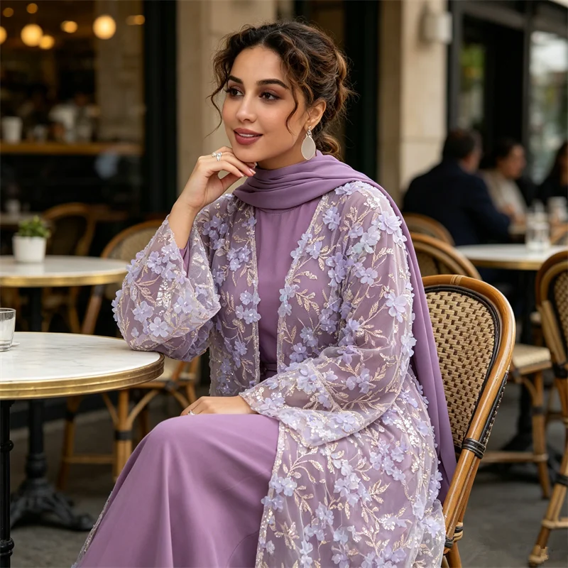 Eid Luxury Muslim Sets Women Modest Hijab Dress Floral Embroidery Lace Cardigan Evening Gown Dubai Abaya Turkey Kaftan Jalabiya
Eid Luxury Muslim Sets Women Modest Hijab Dress Floral Embroidery Lace Cardigan Evening Gown Dubai Abaya Turkey Kaftan Jalabiya