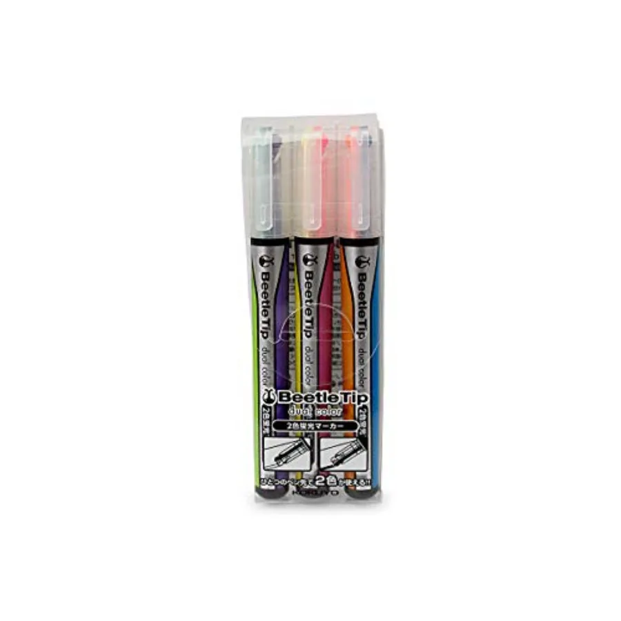 Beetle Tip Dual Color Highlighter, Fluorescent Markers, Standard Colors Set, Japan Import
Beetle Tip Dual Color Highlighter, Fluorescent Markers, Standard Colors Set, Japan Import