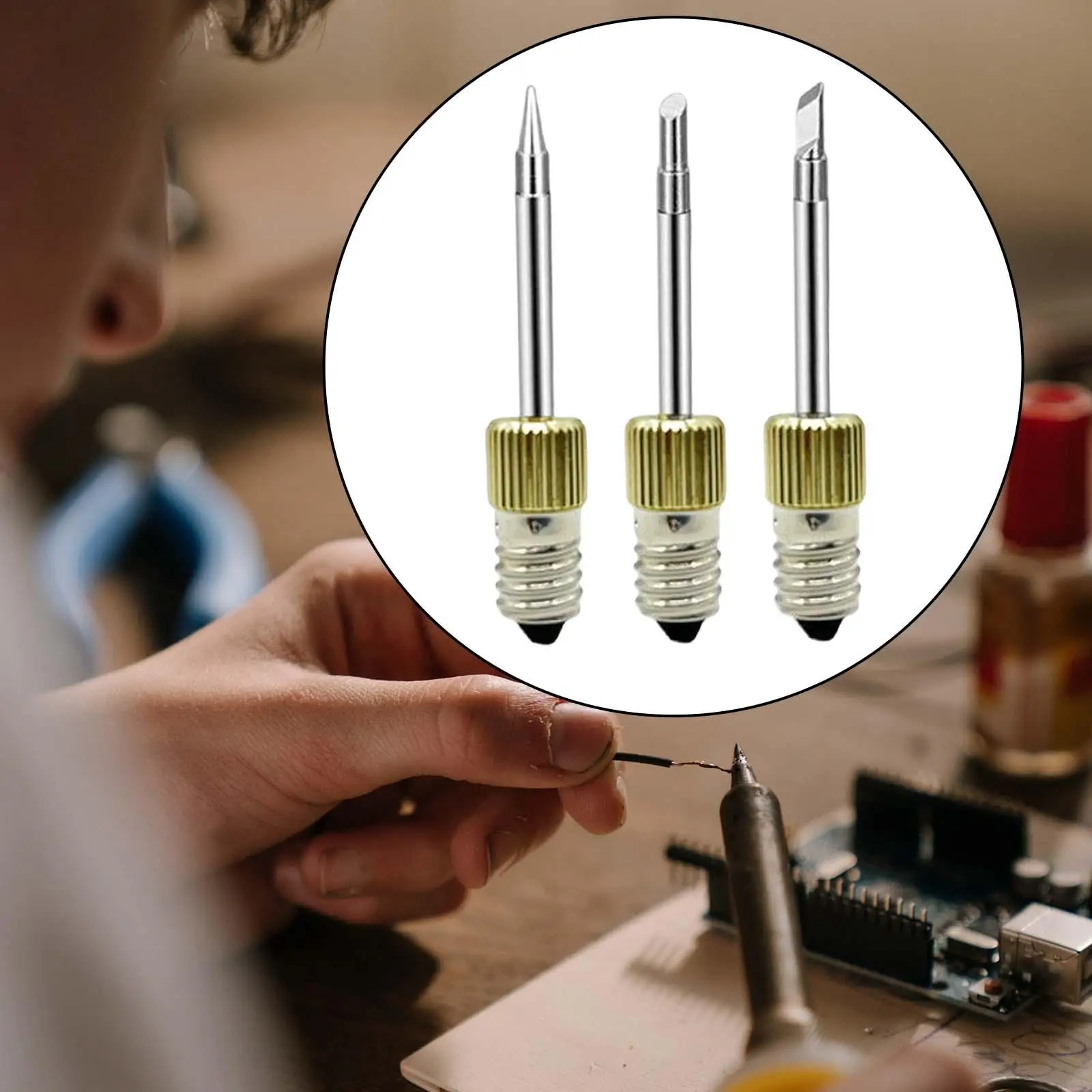 Soldering Iron Tips Threaded Solder Welding Tips Professional for Tool , Silver, length 50mm
Soldering Iron Tips Threaded Solder Welding Tips Professional for Tool , Silver, length 50mm