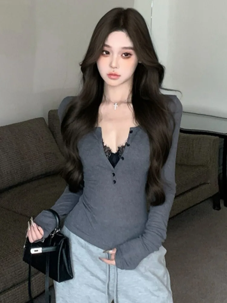 Pure Desire Lace Splice Long Sleeve T-Shirt Women's Autumn Winter Sexy Inner Wear Base Shirt Spicy Waist Design Top
Pure Desire Lace Splice Long Sleeve T-Shirt Women's Autumn Winter Sexy Inner Wear Base Shirt Spicy Waist Design Top