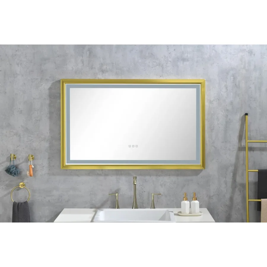 42 in W x 24 in H Rectangular Gold Framed LED Mirror Anti-Fog Dimmable Wall Mount Bathroom Vanity Mirror
42 in W x 24 in H Rectangular Gold Framed LED Mirror Anti-Fog Dimmable Wall Mount Bathroom Vanity Mirror