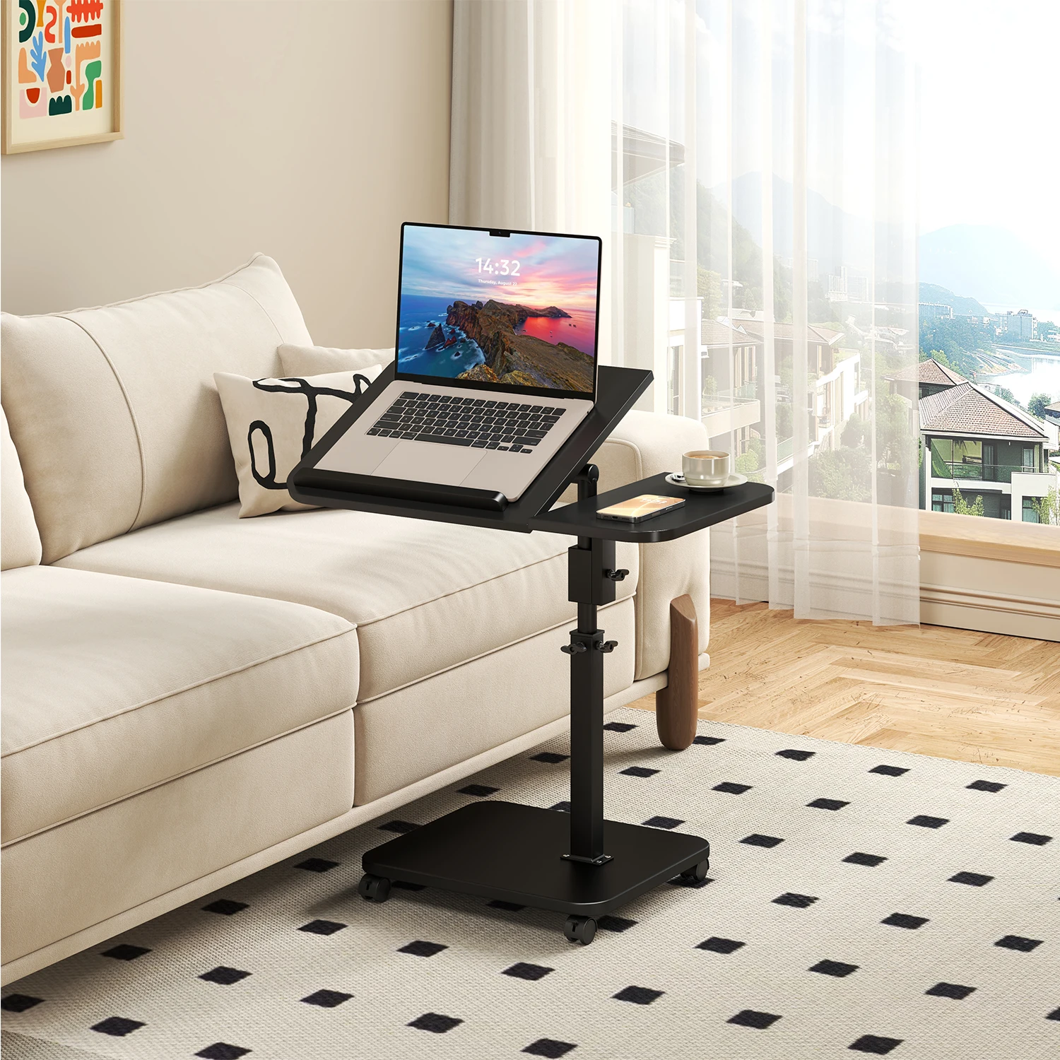 Adjustable Height C-Shaped End Table with Wheels 180° Swivel Sofa Side Coffee Table Slides Under Couch,Rolling Standing Desk
Adjustable Height C-Shaped End Table with Wheels 180° Swivel Sofa Side Coffee Table Slides Under Couch,Rolling Standing Desk