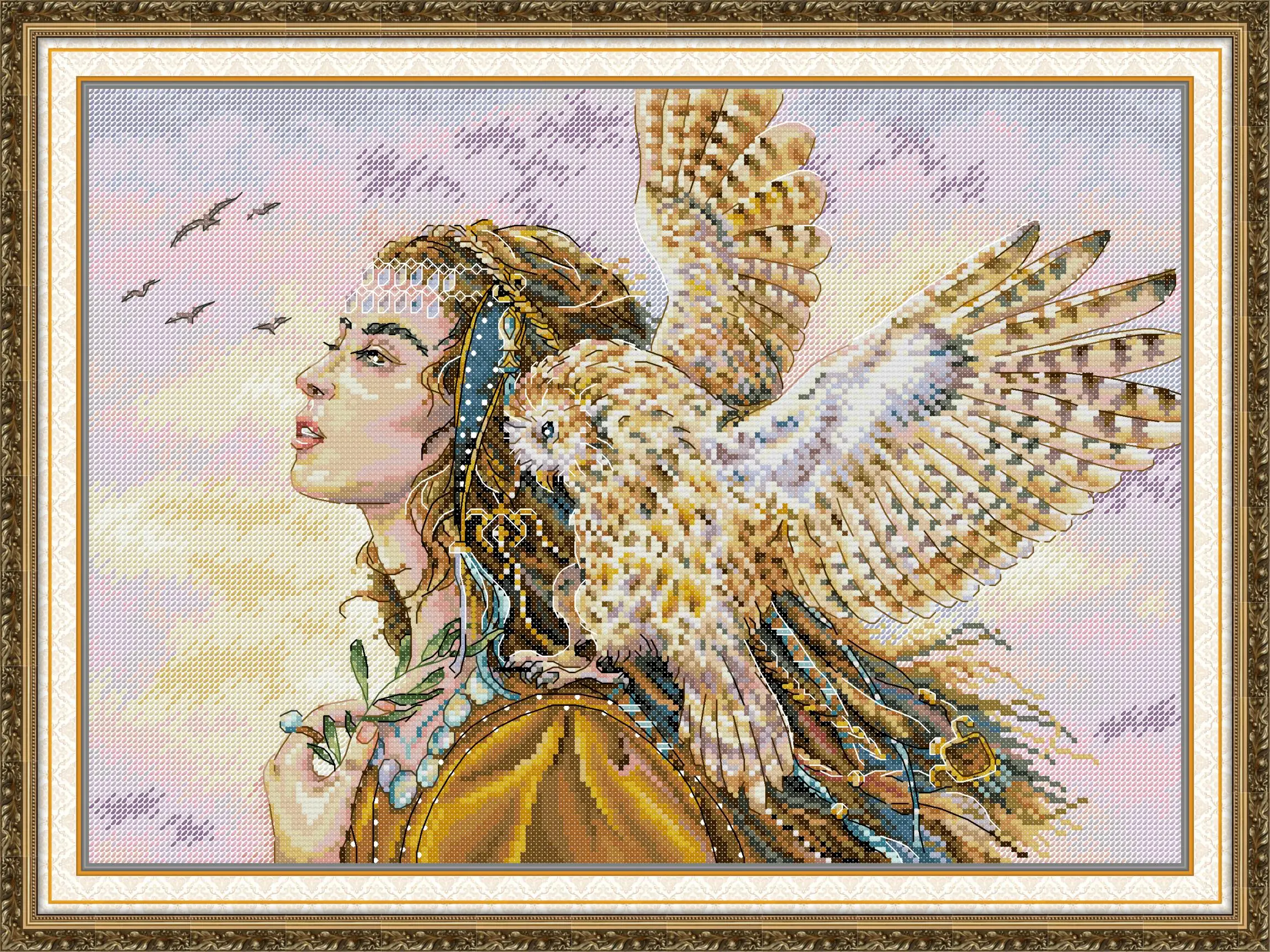 Maydear Full Cross Stitch Kit, 11CT/14CT/16CT/9CT Aida Fabric,DMC Threads Sewing Pattern Embroidery Set-Beauty and the Eagle
Maydear Full Cross Stitch Kit, 11CT/14CT/16CT/9CT Aida Fabric,DMC Threads Sewing Pattern Embroidery Set-Beauty and the Eagle